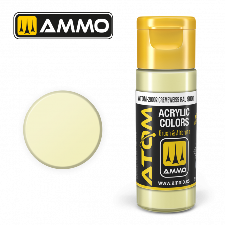 Ammo® Peinture acrylique ATOM Cremeweiss RAL 9001 référence ATOM-20002