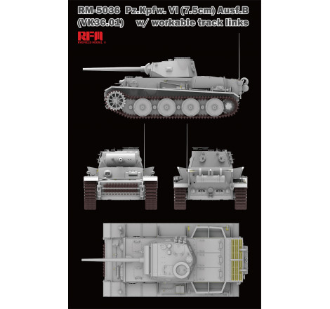 Ryefield Model® Maquette militaire char Pz.Kpfw.VI (7.5cm) Ausf.B (vk36.01) 1:35 5036 RFM