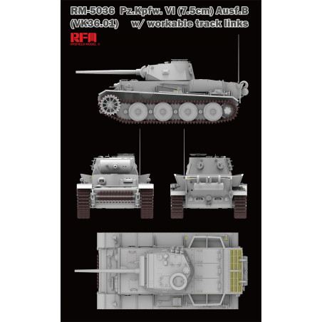 Ryefield Model® Maquette militaire char Pz.Kpfw.VI (7.5cm) Ausf.B (vk36.01) 1:35 5036 RFM