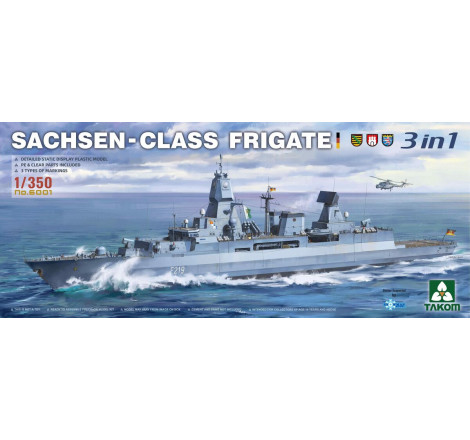 Das Werk® (Takom®) Maquette militaire bateau Frégate classe Sachsen 3en1 1:350 référence 6001