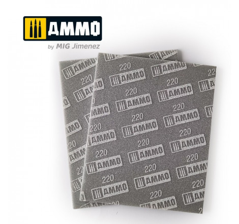 Ammo® Éponge abrasive grain 220 (2pcs) référence A.MIG-8557.