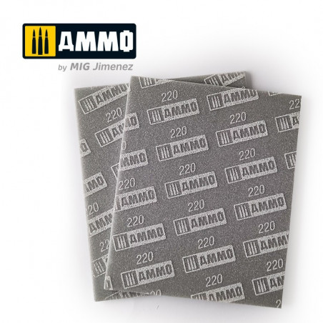 Ammo® Éponge abrasive grain 220 (2pcs) référence A.MIG-8557.