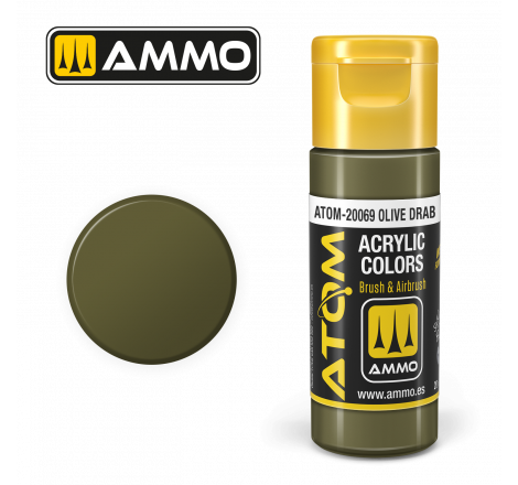 Ammo® Peinture acrylique ATOM Olive Drab référence ATOM-20069