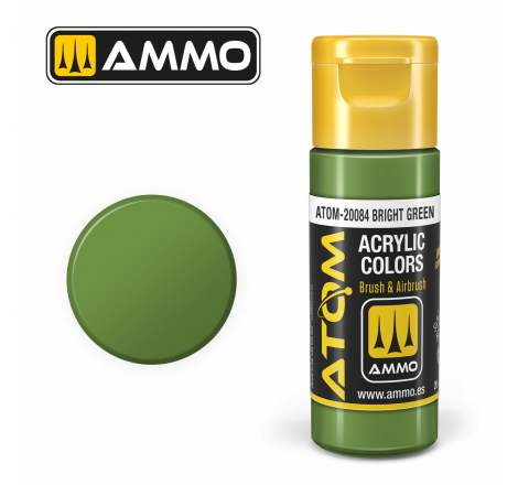 Ammo® Peinture acrylique ATOM Bright Green référence ATOM-20084.