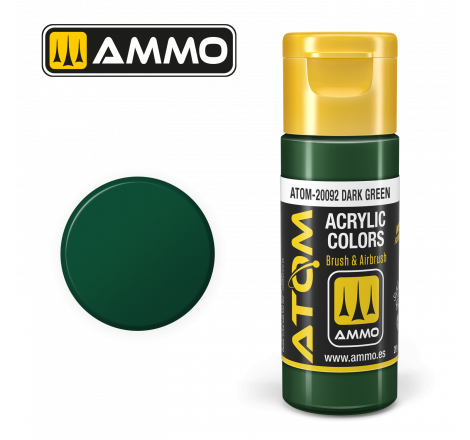 Ammo® Peinture acrylique ATOM Dark Green référence ATOM-20092.