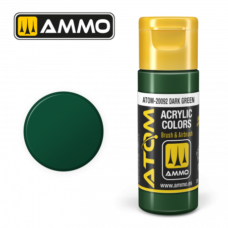 Ammo® Peinture acrylique ATOM Dark Green référence ATOM-20092.