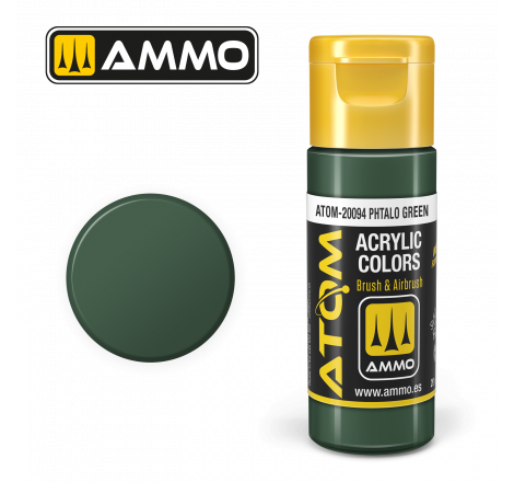 Ammo® Peinture acrylique ATOM Phtalo Green référence ATOM-20094.