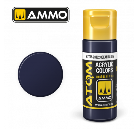 Ammo® Peinture acrylique ATOM Ocean Blue référence ATOM-20102.