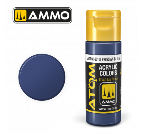 Ammo® Peinture acrylique ATOM Prussian Blue référence ATOM-20108.