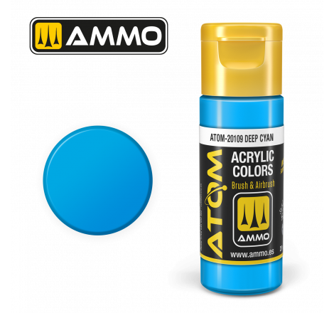 Ammo® Peinture acrylique ATOM Deep Cyan référence ATOM-20109.