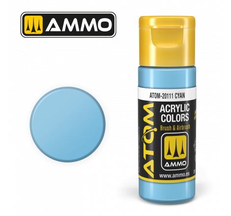 Ammo® Peinture acrylique ATOM Cyan référence ATOM-20111.