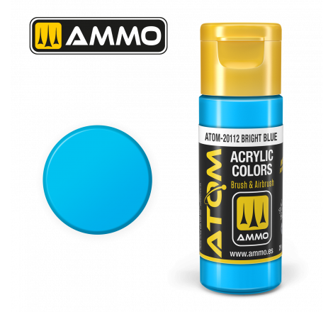 Ammo® Peinture acrylique ATOM Bright Blue référence ATOM-20112.