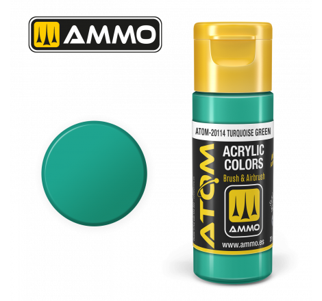 Ammo® Peinture acrylique ATOM Turquoise Green référence ATOM-20114.