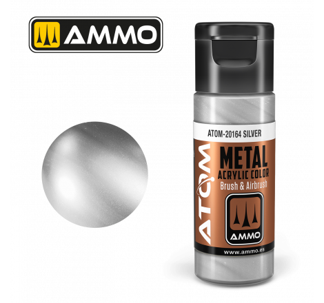 Ammo® Peinture acrylique ATOM Metal Silver référence ATOM-20164.