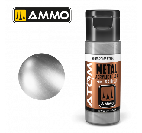 Ammo® Peinture acrylique ATOM Metal Steel référence ATOM-20166.