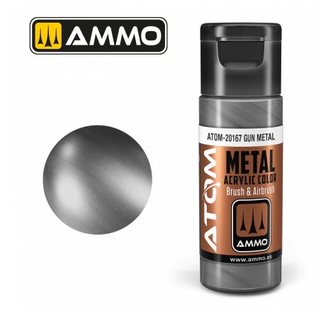 Ammo® Peinture acrylique ATOM Metal Gun Metal référence ATOM-20167.