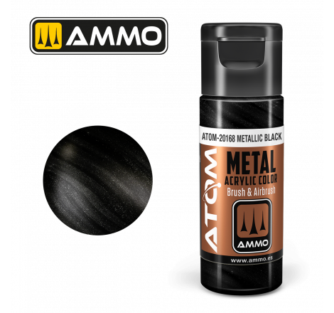 Ammo® Peinture acrylique ATOM Metallic Black référence ATOM-20168.