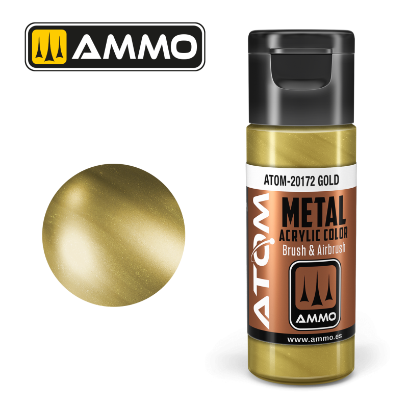 Ammo® Peinture acrylique ATOM Metal Gold référence ATOM-20172.