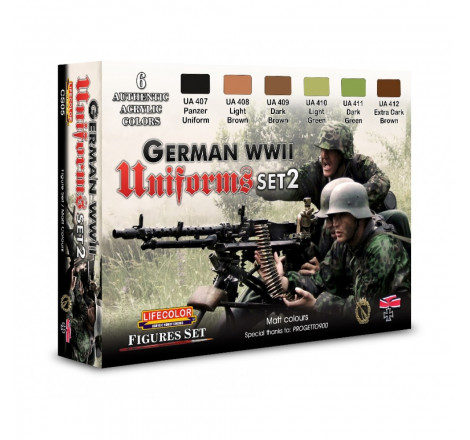 Lifecolor® Set de peinture acrylique German Uniforms WW2 set 2