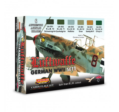 Lifecolor® Set de peinture acrylique camouflage Luftwaffe WW2 - set 1référence CS 06