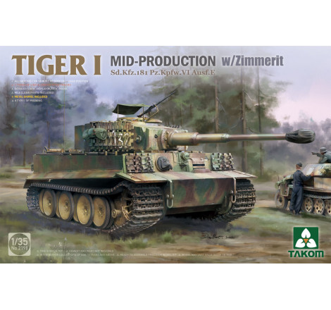 Takom® Maquette militaire char Tiger Ausf.E (milieu de production) Zimmerit 1:35 référence 2198