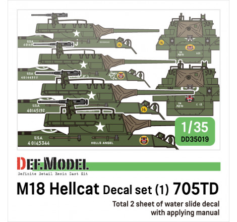 DEF.Model® Set décalcomanies char M18 Hellcat (set 1) - 705TD 1:35 référence DD35019.