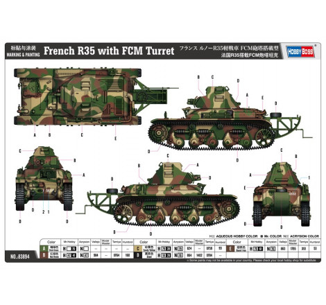Hobby Boss® Maquette militaire char français R35 avec tourelle FCM 1:35 référence 83894.
