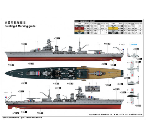 Trumpeter® Maquette militaire bateau croiseur léger Français Marseillaise 1:350 référence 05374.