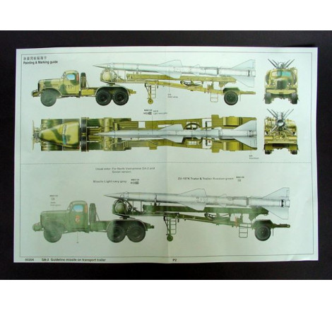 Trumpeter® Maquette militaire camion transport avec remorque SAM-2 1:35 référence 00204.