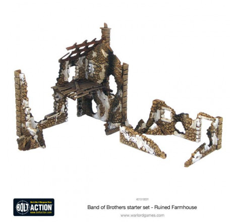 Warlord Games® Bolt Action Starter Set Band of Brothers référence 401520001. ferme en ruine