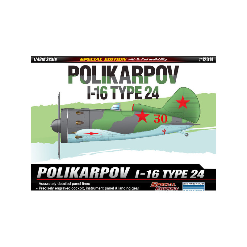 Academy® Maquette d'avion POLIKARPOV I-16 T.24 1:48 référence 12314.
