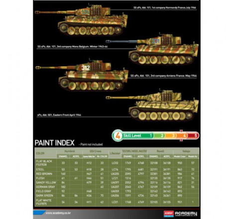 Academy® Maquette militaire char Tiger I (mid. version) 1:35 référence 13287.
