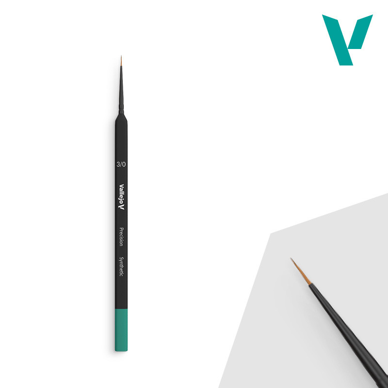 Vallejo® Pinceau de précision synthétique taille 3/0 avec manche triangulaire référence B03030.