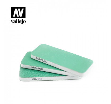 Vallejo® Set de 3 bandes de ponçage (80x30x6 mm) référence T04003.