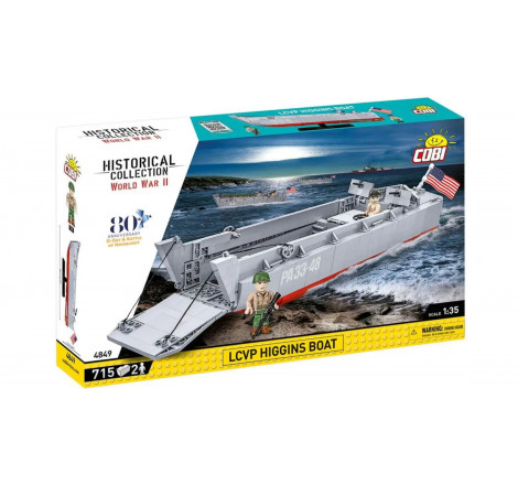 Cobi® LCVP Higgins Boat 1:35 référence 4849. Contient 715 briques Cobi® et 2 figurines.