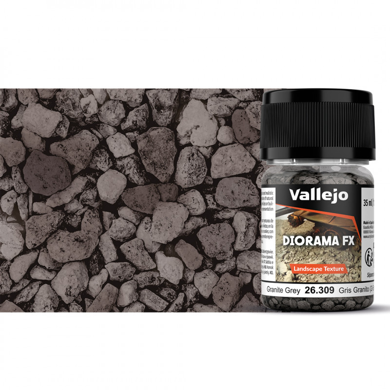 Vallejo® Diorama FX Gravier Gris Granite – Granite Grey (2-5 mm) référence 26309.