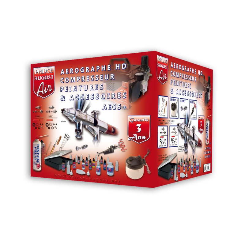 KIT AEROGRAPHE POUR MAQUETTE ET MODELISME - COFFRET 6 PIECES