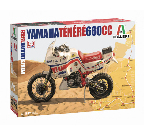 Maquette Italeri Moto Yamaha Ténéré 660cc Paris Dakar 1986 1/9