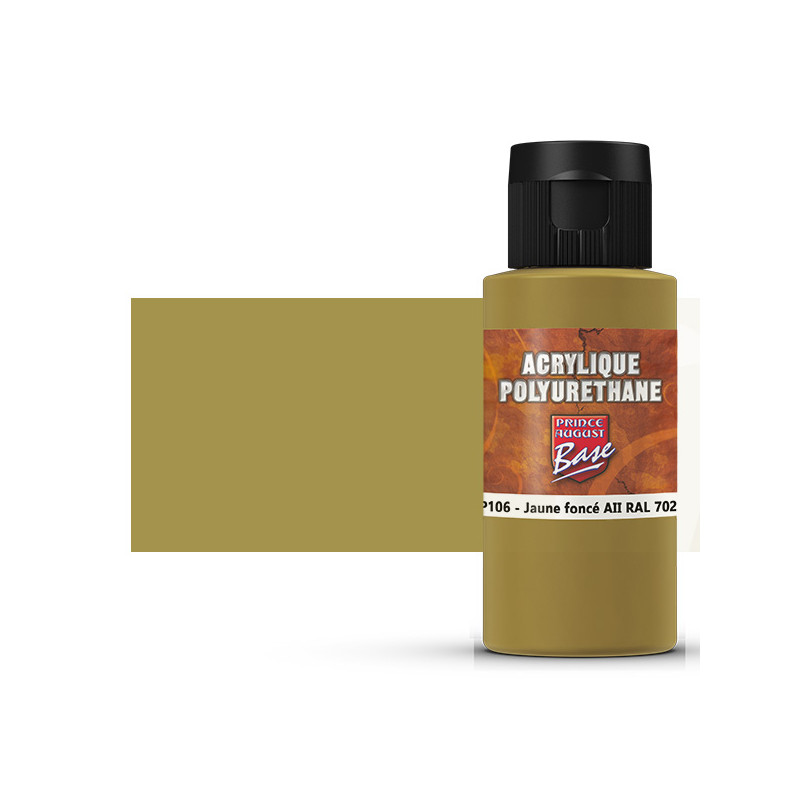 Prince August® Peinture acrylique Polyuréthane Jaune foncé (allemand, RAL7028) PP102 60 ml