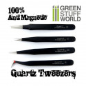 Pincettes de précision (x4) QUARTZ 100% anti-magnétique Green Stuff World