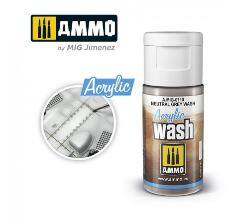 Acrylique Wash Ammo Mig - Neutral Grey Wash MIG-0710