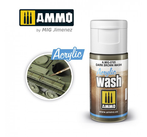 Acrylique Wash Ammo Mig - Dark Brown Wash référence MIG-0705