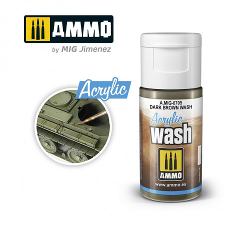 Acrylique Wash Ammo Mig - Dark Brown Wash référence MIG-0705