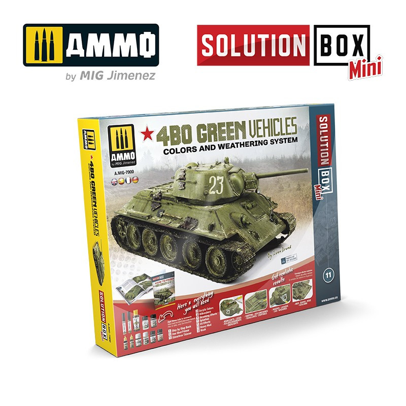 Set solution box mini 4B0 Green Vehicles Mig AMIG-7900