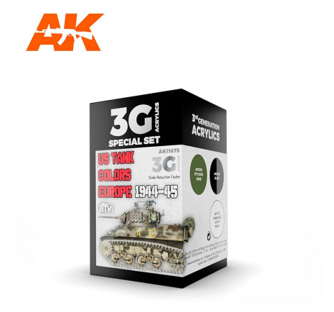 AK Iinteractive 3G Special Set acrylics couleur US Tank Colors Europe 1944-1945 AK11675