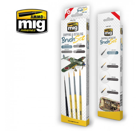 Set pinceaux Ammo MIG Chipping & detailing brush set A.MIG-7603