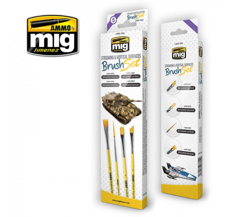 Set pinceaux Ammo MIG Streaking & vertical surfaces brush set A.MIG-7604