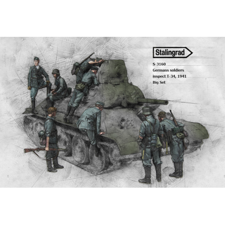 Stalingrad German soldiers inspect T-34 1941S-3160 1/35