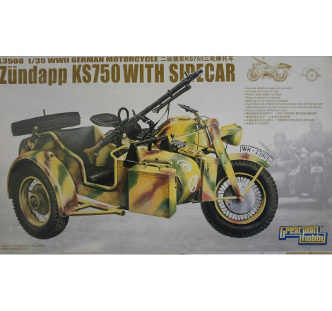 Great Wall Hobby Maquette WW2 German Motorcycle Zundapp KS750 sidecar 1:35