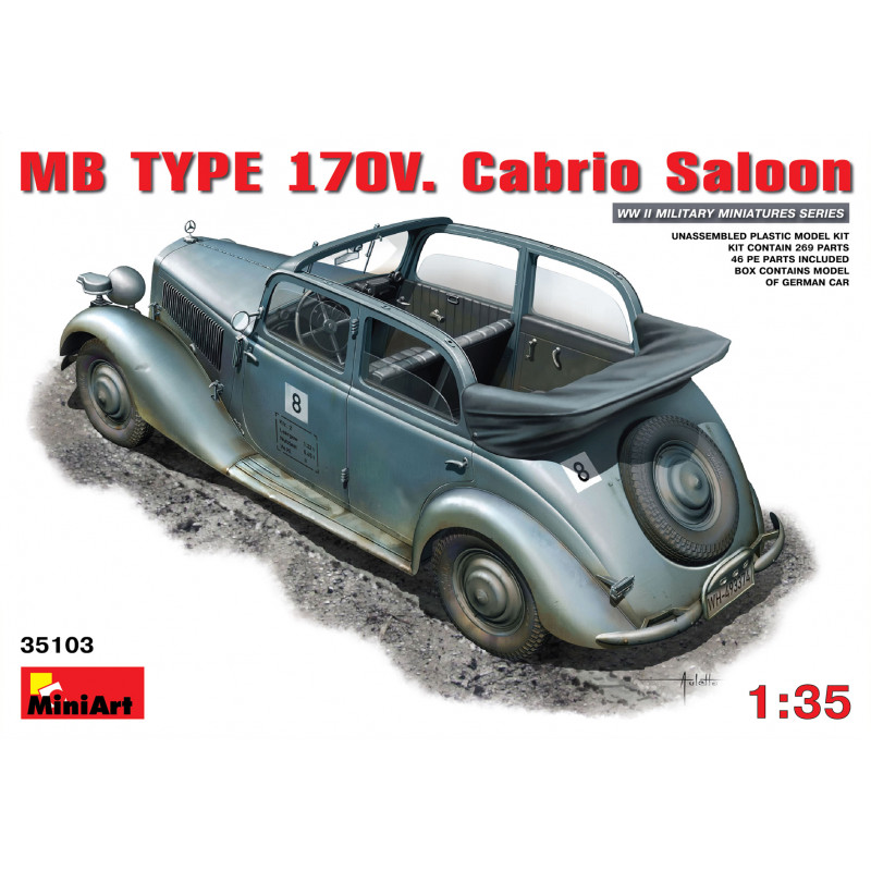 MiniArt maquette Mercedes-Benz Type 170V. Cabriolet état major allemand 1:35